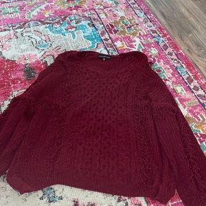 Maroon Fringe Sweater